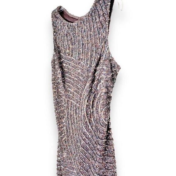 AIDAN MATTOX Formal Dark Grey, Open Back Sequin Beaded Sparkly Mini Dress SIZE 8 - Picture 2 of 15